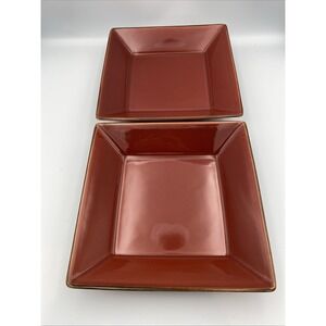2 Pottery Barn Asian Square Paprika Square Vegetable‎ Bowls 9.25"